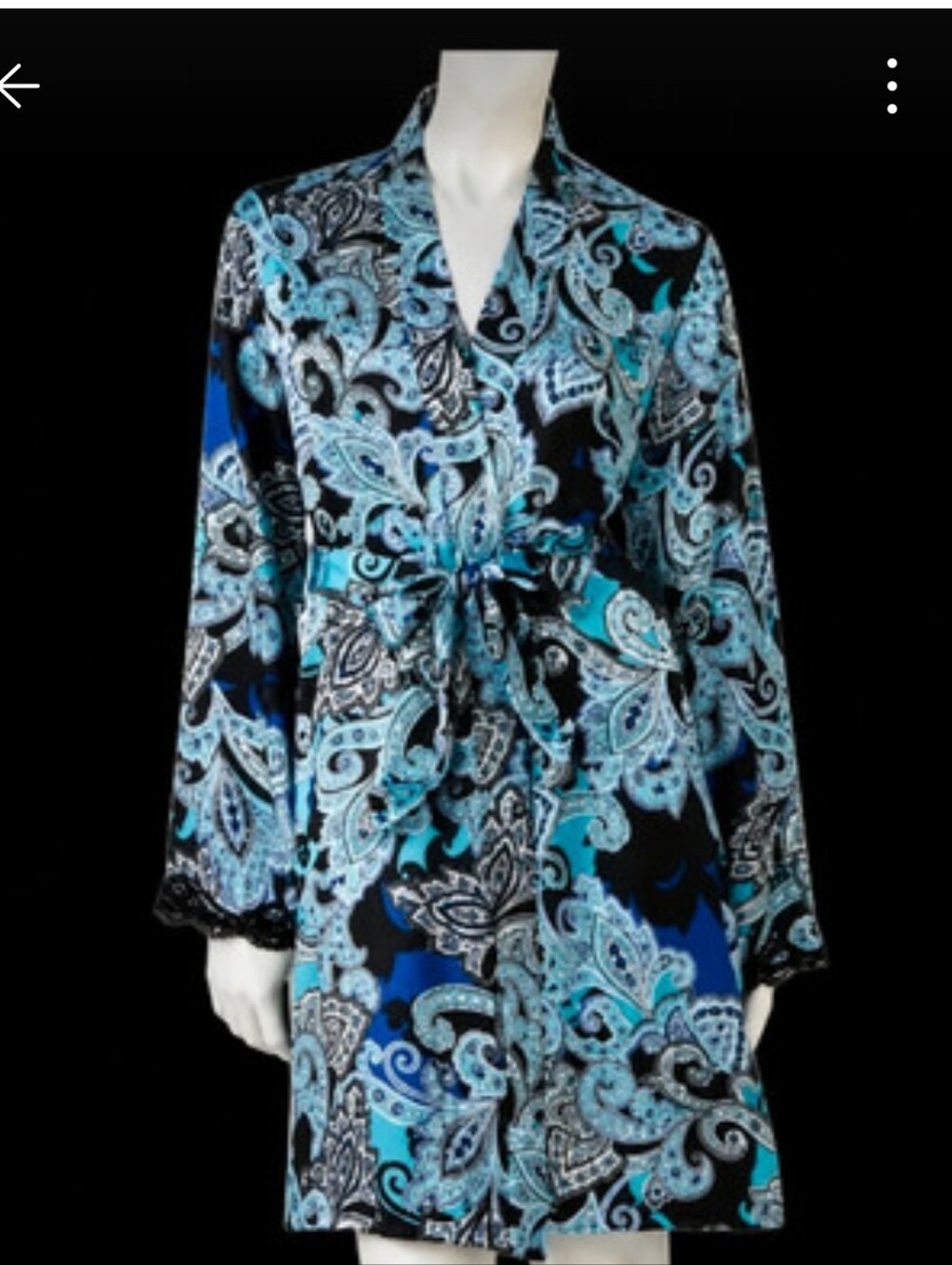Apt. 9 ~ Satin Paisley Lace-Trim Wrap Robe in Blue & Purple (XS, NWOT Oversized)